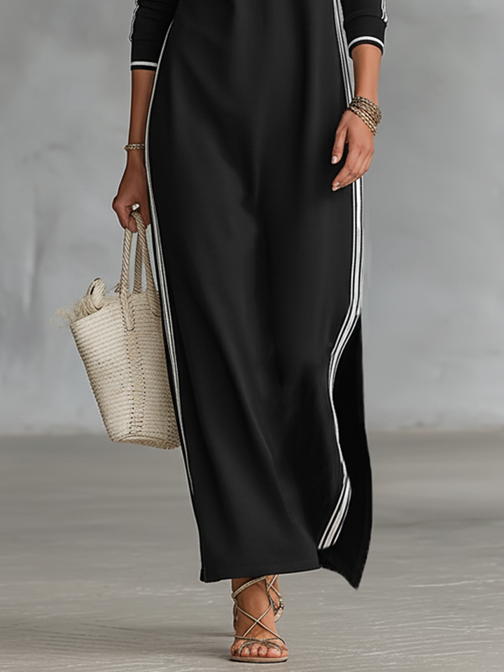 Rita | Button Down Collar Sweatshirt Maxi Dress