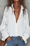 Retro Pleated Shoulder Ruffle Cuffs Blouse