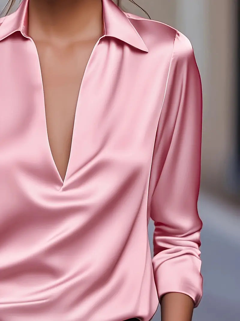 Lenora | V-Neck Blouse with Satin Finish and Elegant Design