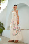 Eden | Women's Floral Maxi Dress Cutout Waist Scallop Hem Sundress