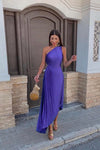Kyra | Women's One Shoulder Asymmetric Midi Dress with Evening Style and Elegant Design