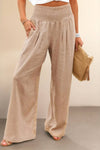 Maeve | High Waist Wide Leg Trousers with Smocked Waist and Relaxed Fit