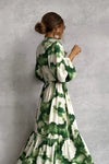 Celeste | Women's Tie-Dye Belted Long Sleeve Tiered Maxi Dress