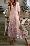 Rosalie | Women's Floral Print V-Neck Half Sleeve Loose Maxi Dress