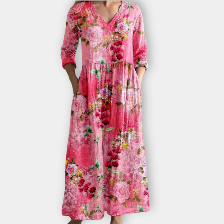 Kathleen | Floral V-Neck Maxi Dress