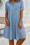 Rosaline | Women's Denim-Style Dress with Short Sleeves and Relaxed Fit