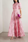 Women's Formal Dress with A-Line Silhouette and Short Sleeves