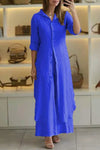 Lara | Women's Shirt Dress 3/4 Sleeve Button Down Maxi Dress