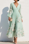 Lyralei | Women's Floral V-Neck Long Sleeve Midi Dress