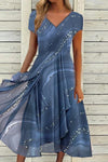 Lila | Women's Midi Dress with V-Neck and Flared Skirt