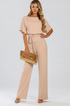 Oona | Women's Wide Leg Short Sleeve Jumpsuit with Belt