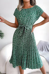 Marcella | Women's Pleated Dress with Floral Design and A-Line Silhouette