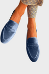 Portia | Women's Blue Slip-On Loafers