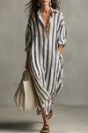 Rosalinda | Women's Striped Long Sleeve Maxi Shirt Dress