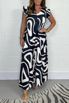 Cleo | Women's V-Neck Jumpsuit with Ruffle Sleeves and Wide Legs