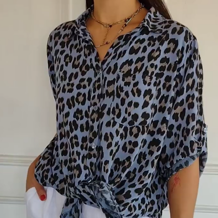 Sylvie | Leopard Print Blouse with Short Sleeves