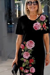 Elina | Women's Floral Print Dress with Short Sleeves and A-Line Silhouette