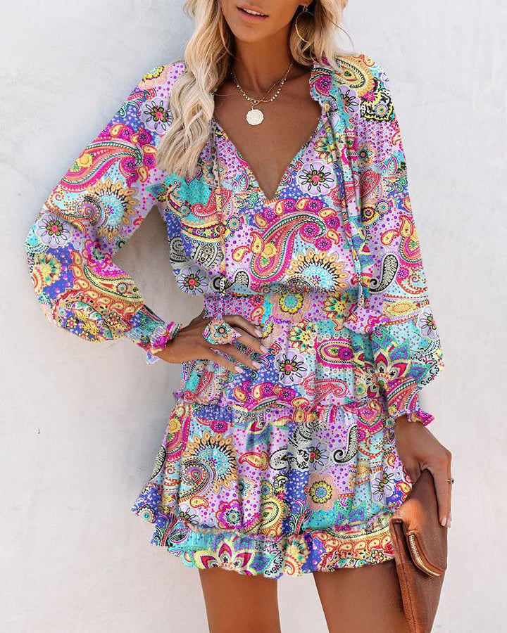 Tara | Floral Mini Dress with Long Sleeves for Women