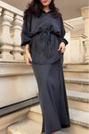 Seraphina | Women's Long-Sleeved Shirt and Skirt Set with Tie-Drawstring and Coordinated Design