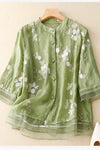 Juliana | Blouse with Floral Accents and Lightweight Fabric